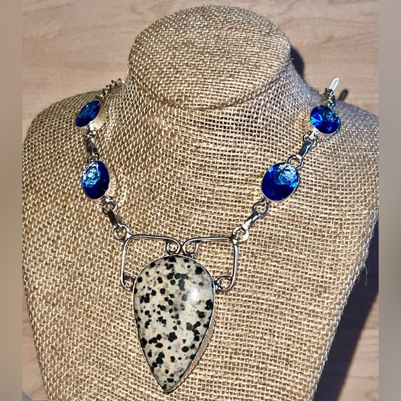 Dalmation Jasper Pendant Necklace 16-17” - Picture 11 of 13